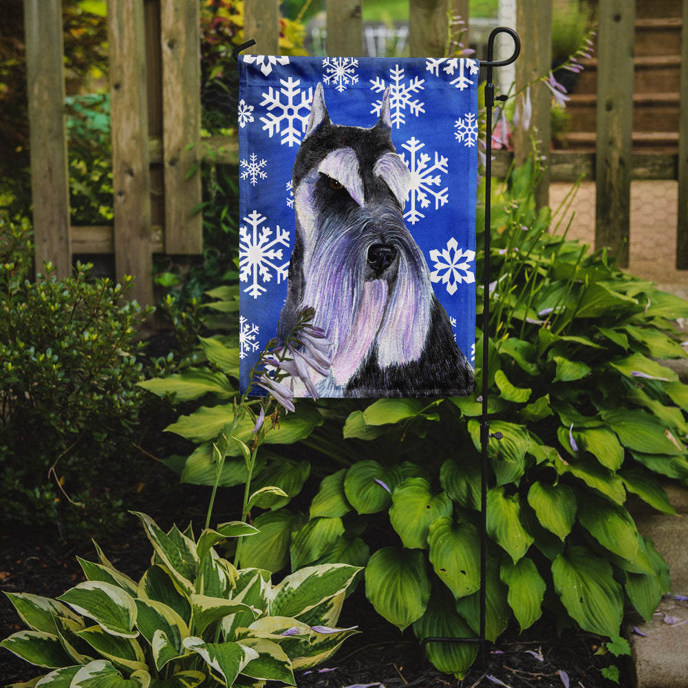 Schnauzer Winter Snowflakes Holiday Garden Flag Mailbox Decorative Yard Banner Outside Patio Artwork for Flower Beds, Garden Size, Multicolor