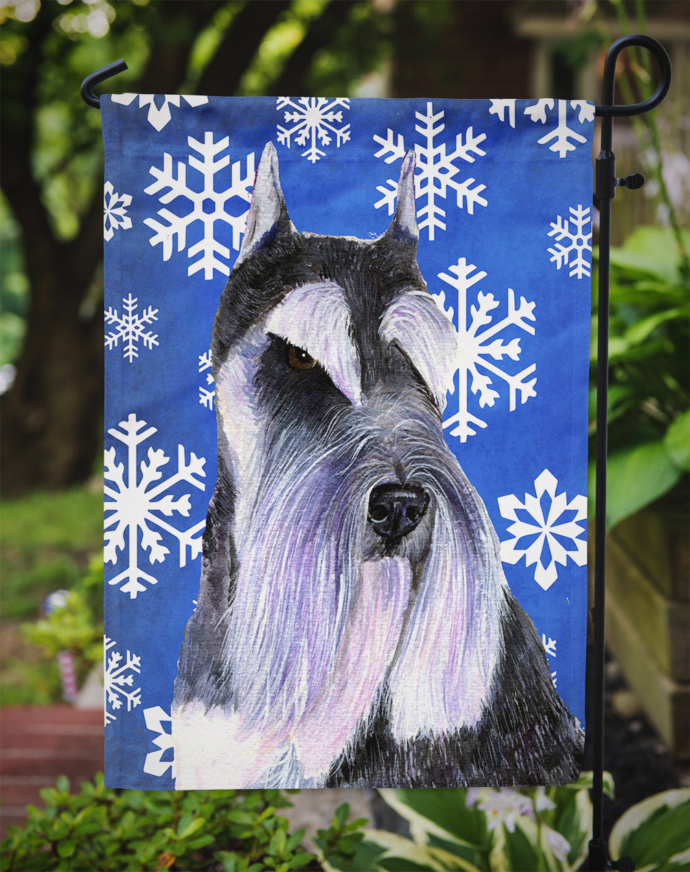 Schnauzer Winter Snowflakes Holiday Garden Flag Mailbox Decorative Yard Banner Outside Patio Artwork for Flower Beds, Garden Size, Multicolor