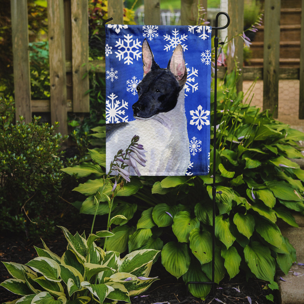 Rat Terrier Winter Snowflakes Holiday Garden Flag Mailbox Decorative Yard Banner Outside Patio Artwork for Flower Beds, Garden Size, Multicolor
