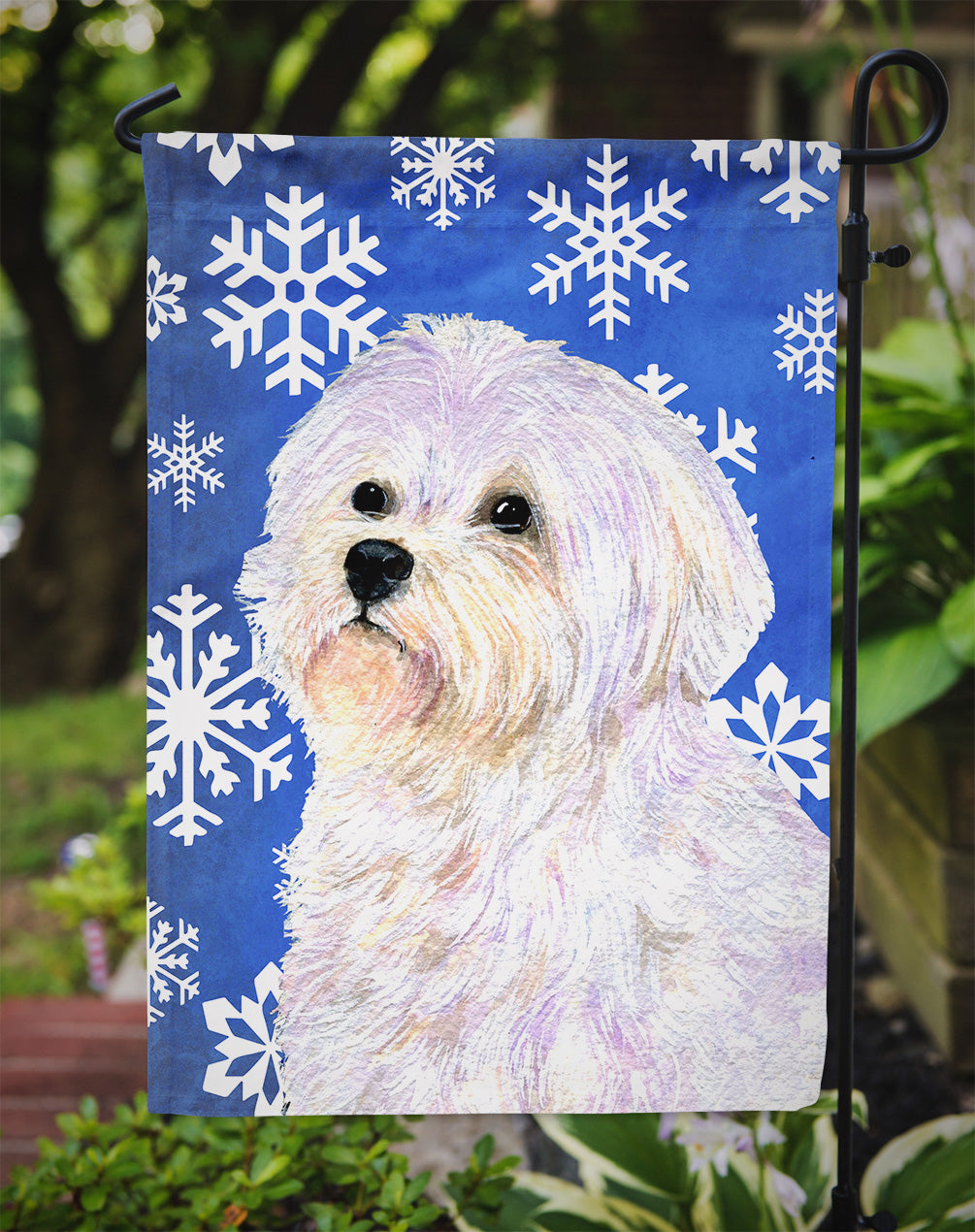 Maltese Winter Snowflakes Holiday Garden Flag Mailbox Decorative Yard Banner Outside Patio Artwork for Flower Beds, Garden Size, Multicolor