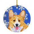 Corgi Winter Snowflakes Holiday Ceramic Ornament Christmas Tree Hanging Decorations for Home Christmas Holiday, Party, Gift, 3 in, Multicolor