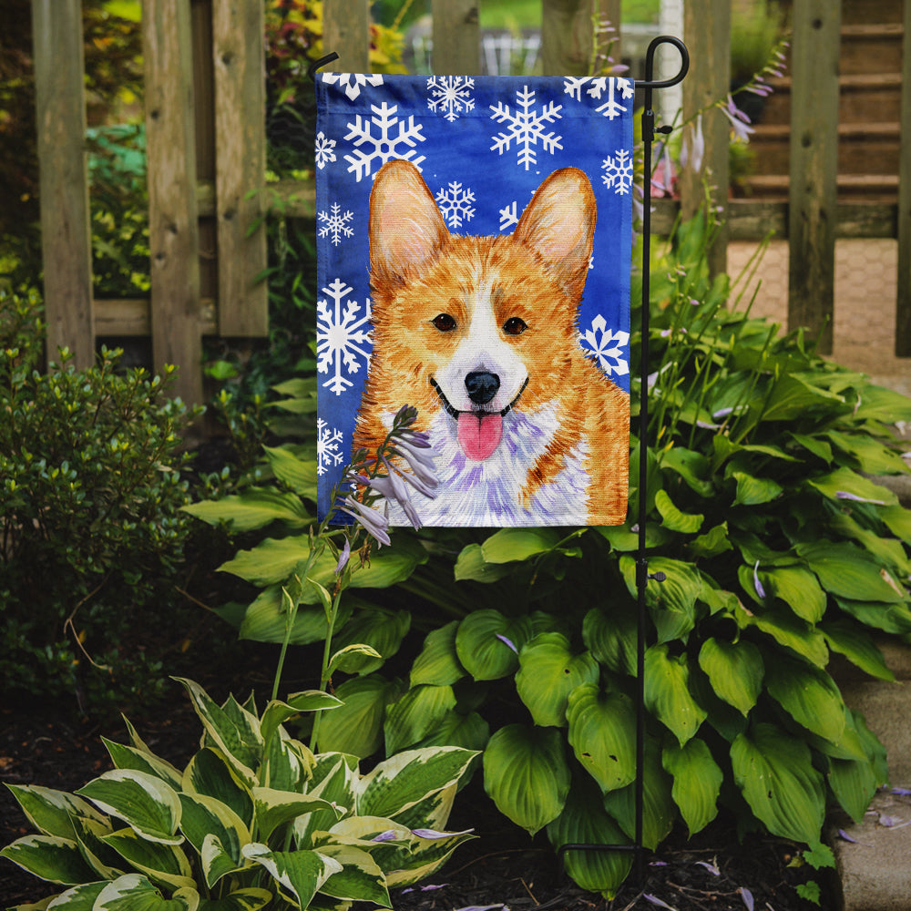 Corgi Winter Snowflakes Holiday Garden Flag Mailbox Decorative Yard Banner Outside Patio Artwork for Flower Beds, Garden Size, Multicolor