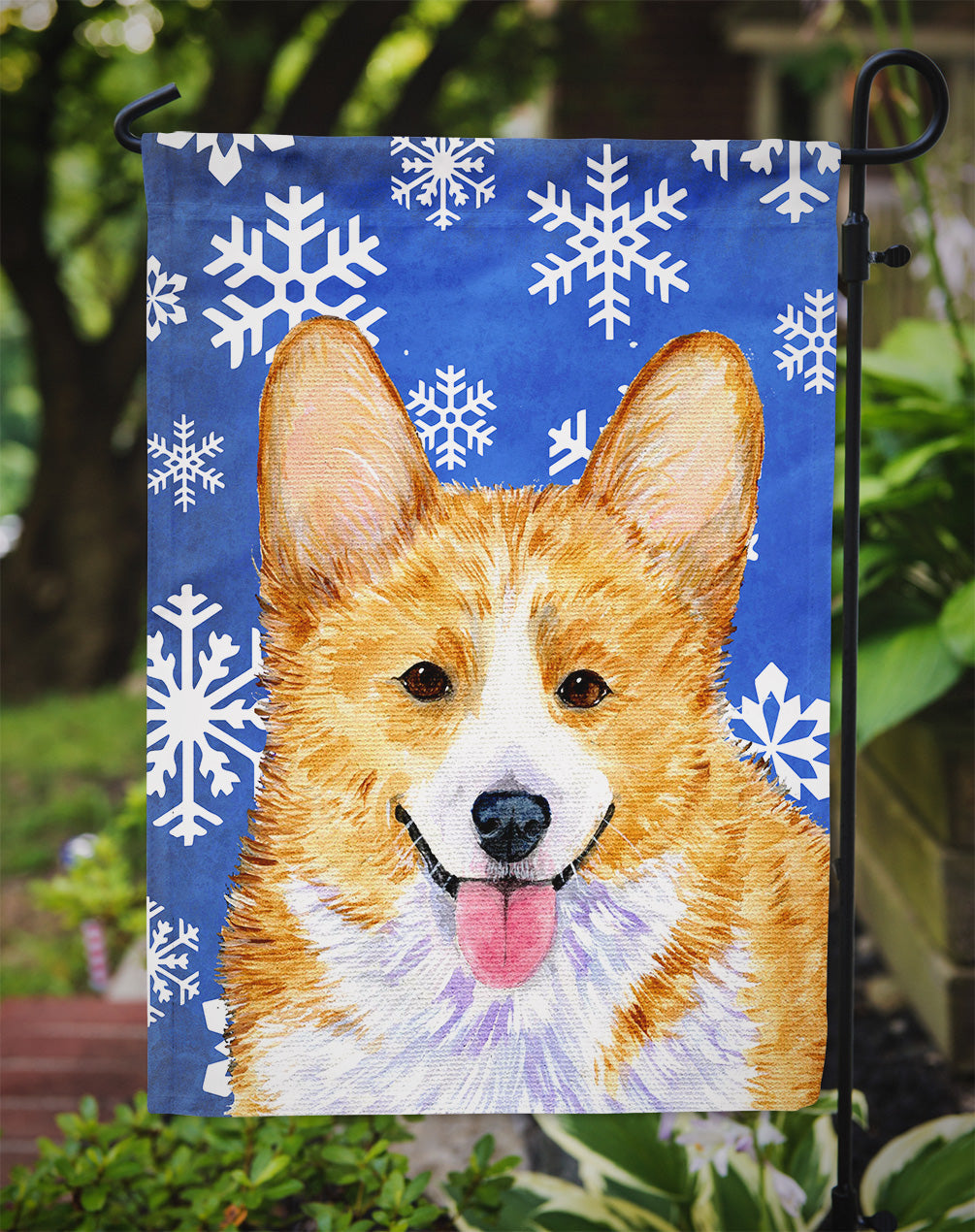 Corgi Winter Snowflakes Holiday Garden Flag Mailbox Decorative Yard Banner Outside Patio Artwork for Flower Beds, Garden Size, Multicolor