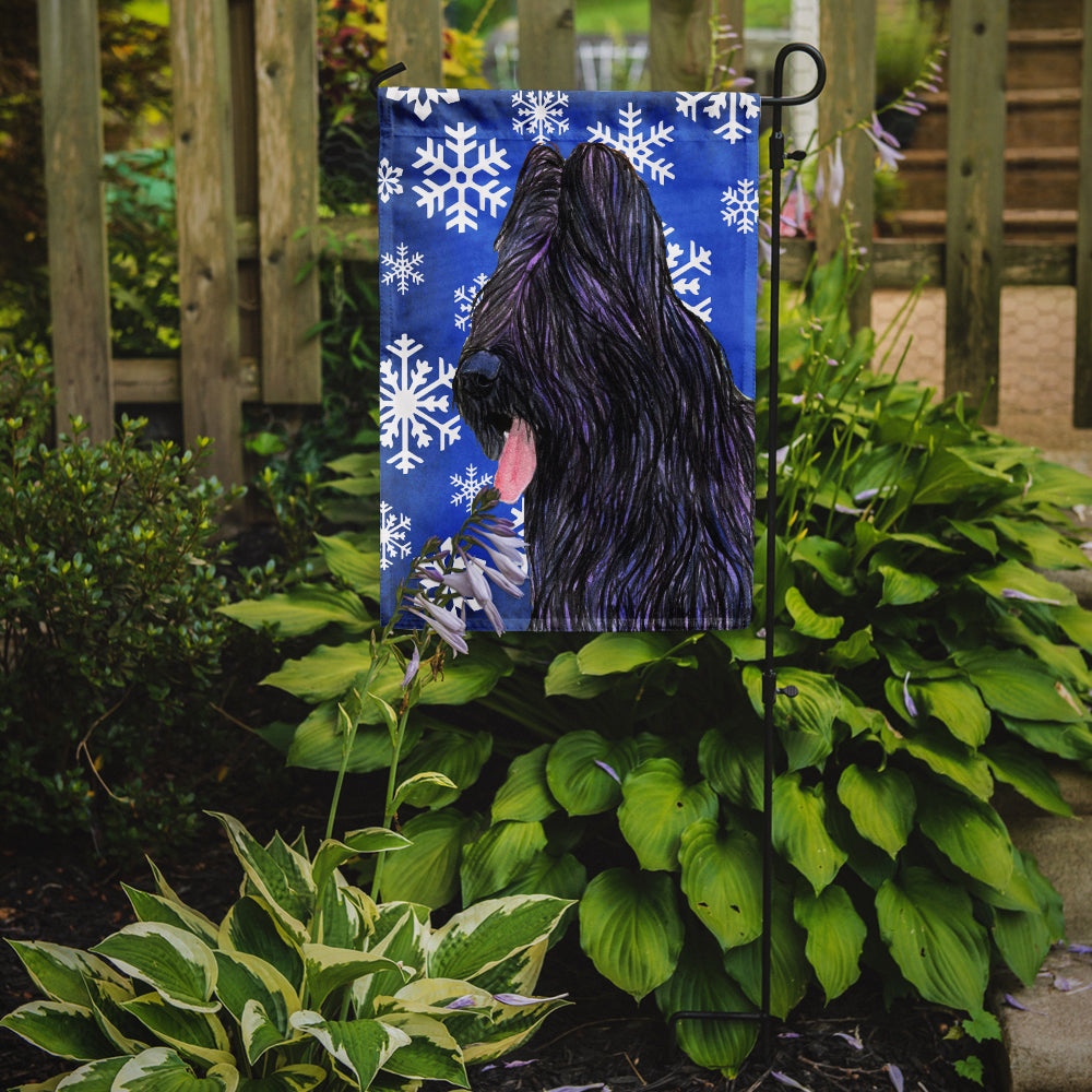 Briard Winter Snowflakes Holiday Garden Flag Mailbox Decorative Yard Banner Outside Patio Artwork for Flower Beds, Garden Size, Multicolor