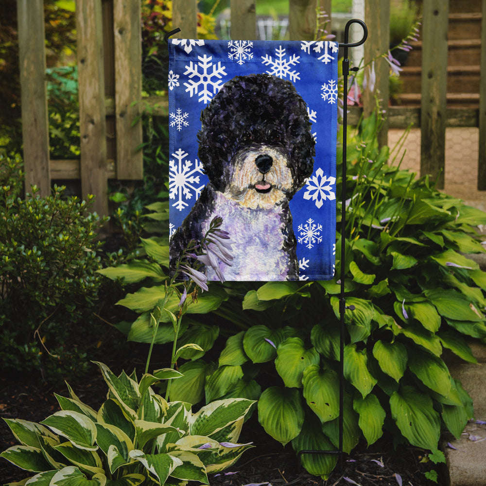 Portuguese Water Dog Winter Snowflakes Holiday Garden Flag Mailbox Decorative Yard Banner Outside Patio Artwork for Flower Beds, Garden Size, Multicolor