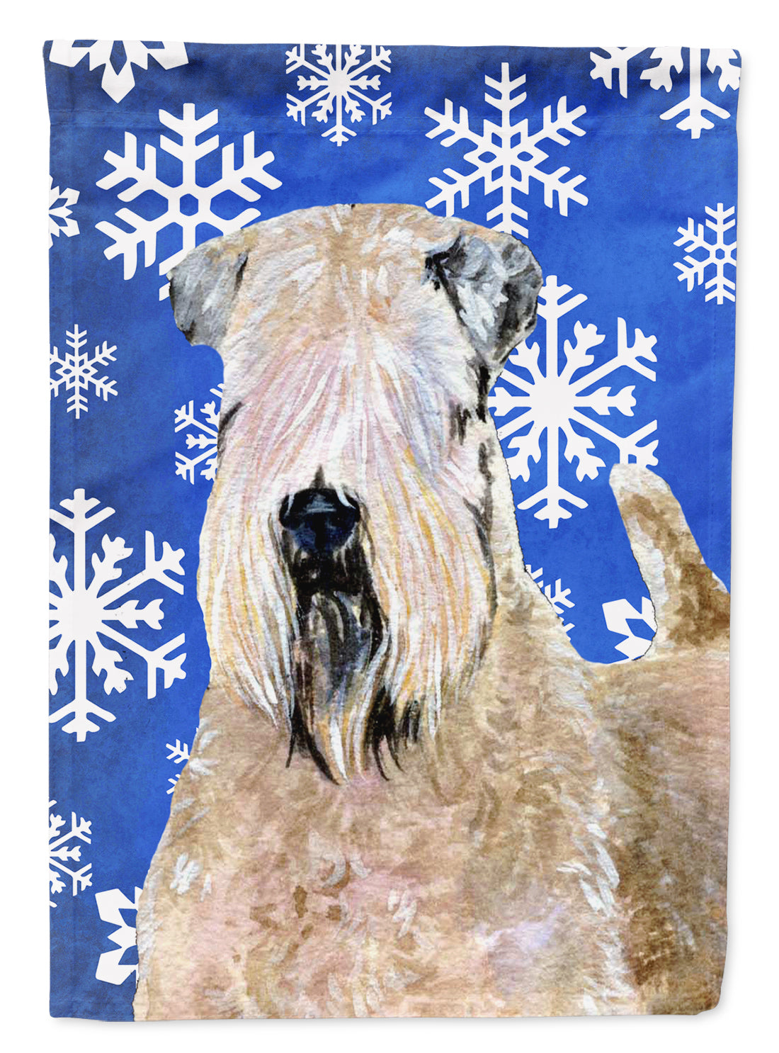 Wheaten Terrier Soft Coated Winter Snowflakes Holiday Garden Flag Mailbox Decorative Yard Banner Outside Patio Artwork for Flower Beds, Garden Size, Multicolor