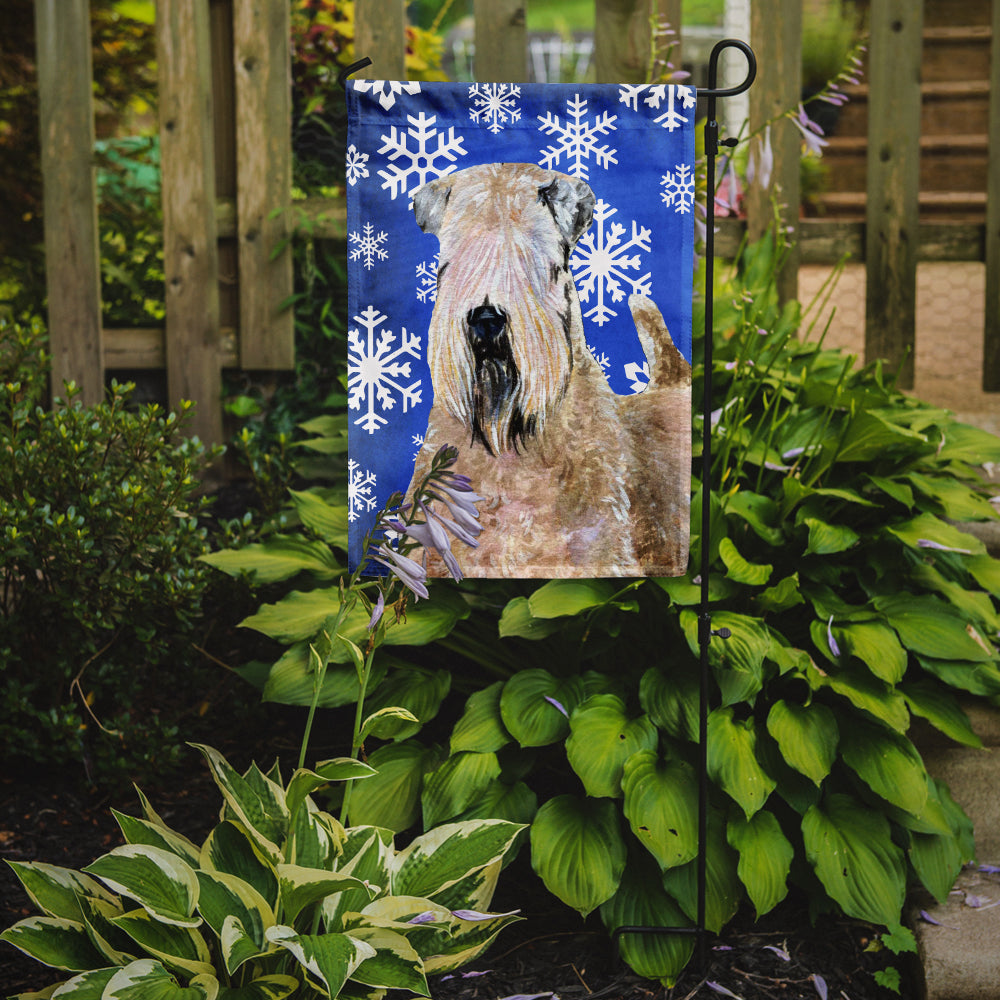 Wheaten Terrier Soft Coated Winter Snowflakes Holiday Garden Flag Mailbox Decorative Yard Banner Outside Patio Artwork for Flower Beds, Garden Size, Multicolor