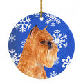 Brussels Griffon Winter Snowflakes Holiday Ceramic Ornament Christmas Tree Hanging Decorations for Home Christmas Holiday, Party, Gift, 3 in, Multicolor