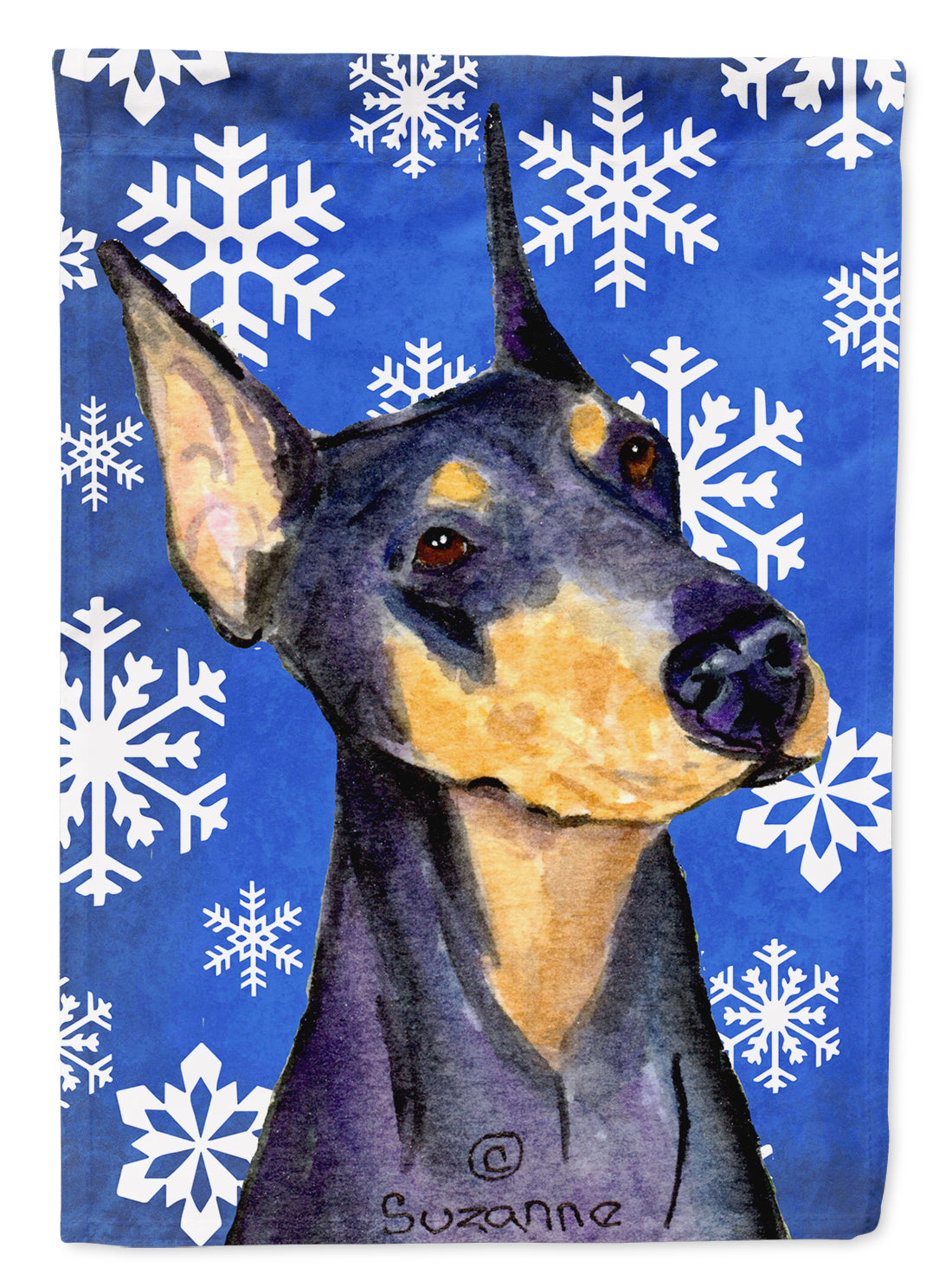Doberman Winter Snowflakes Holiday Garden Flag Mailbox Decorative Yard Banner Outside Patio Artwork for Flower Beds, Garden Size, Multicolor