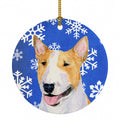 Bull Terrier Winter Snowflakes Holiday Ceramic Ornament Christmas Tree Hanging Decorations for Home Christmas Holiday, Party, Gift, 3 in, Multicolor