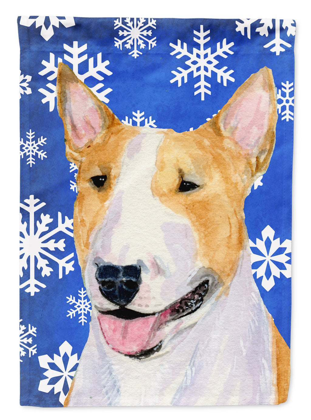 Bull Terrier Winter Snowflakes Holiday Garden Flag Mailbox Decorative Yard Banner Outside Patio Artwork for Flower Beds, Garden Size, Multicolor