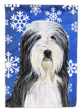 Bearded Collie Winter Snowflakes Holiday Garden Flag Mailbox Decorative Yard Banner Outside Patio Artwork for Flower Beds, Garden Size, Multicolor