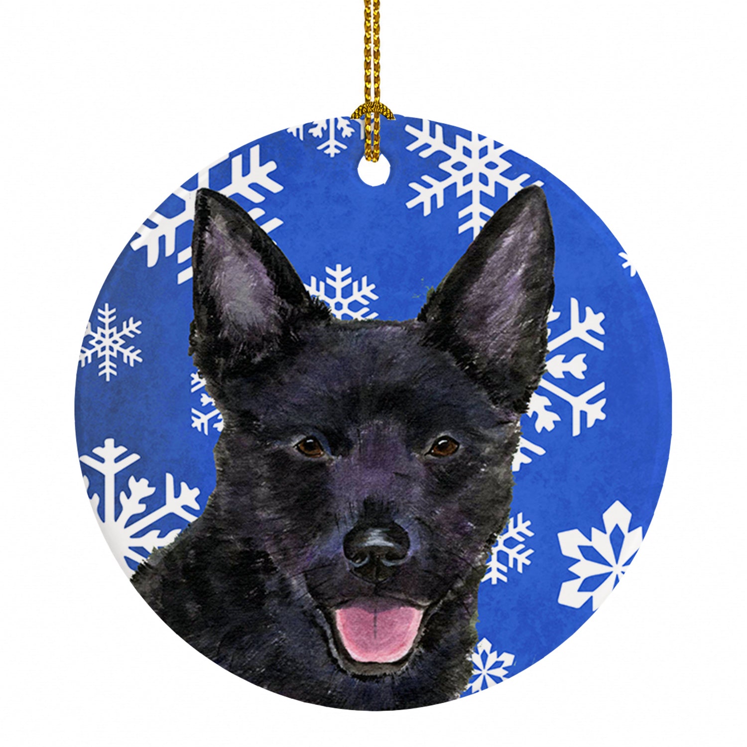 Australian Kelpie Winter Snowflakes Holiday Ceramic Ornament Christmas Tree Hanging Decorations for Home Christmas Holiday, Party, Gift, 3 in, Multicolor