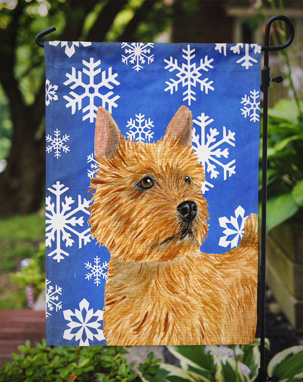 Norwich Terrier Winter Snowflakes Holiday Garden Flag Mailbox Decorative Yard Banner Outside Patio Artwork for Flower Beds, Garden Size, Multicolor