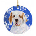 Clumber Spaniel Winter Snowflakes Holiday Ceramic Ornament Christmas Tree Hanging Decorations for Home Christmas Holiday, Party, Gift, 3 in, Multicolor