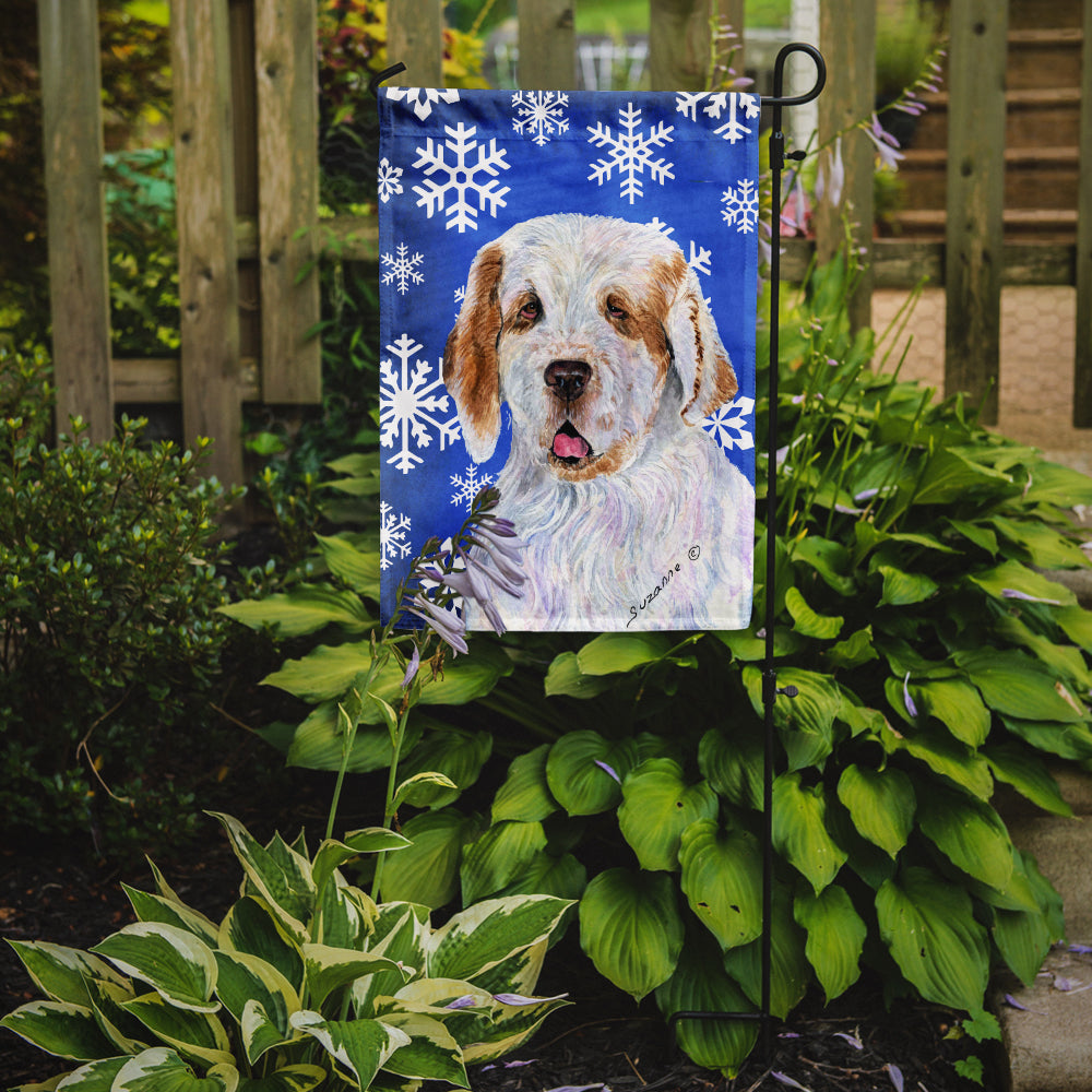 Clumber Spaniel Winter Snowflakes Holiday Garden Flag Mailbox Decorative Yard Banner Outside Patio Artwork for Flower Beds, Garden Size, Multicolor