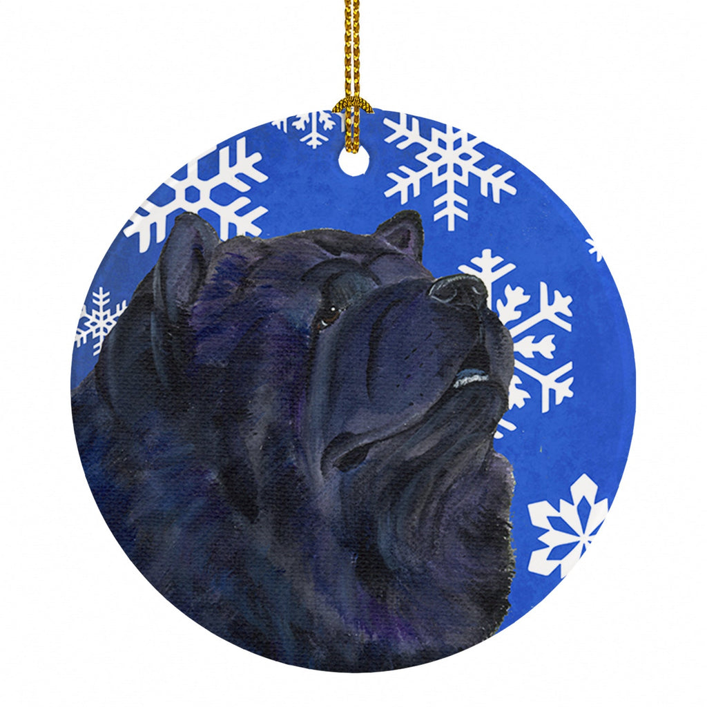 Chow Chow Winter Snowflakes Holiday Ceramic Ornament Christmas Tree Hanging Decorations for Home Christmas Holiday, Party, Gift, 3 in, Multicolor