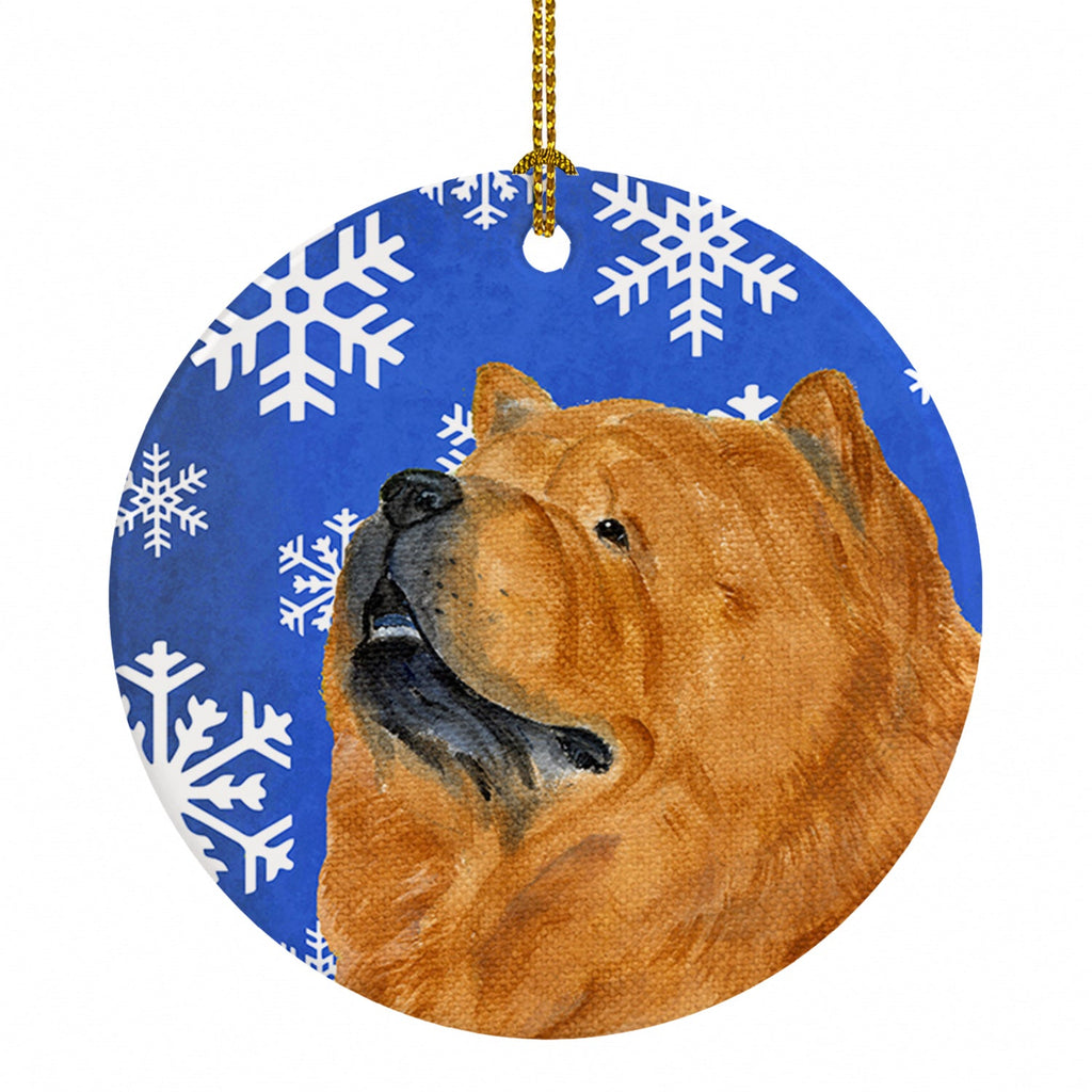 Chow Chow Winter Snowflakes Holiday Ceramic Ornament Christmas Tree Hanging Decorations for Home Christmas Holiday, Party, Gift, 3 in, Multicolor