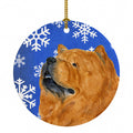 Chow Chow Winter Snowflakes Holiday Ceramic Ornament Christmas Tree Hanging Decorations for Home Christmas Holiday, Party, Gift, 3 in, Multicolor