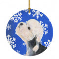 Dandie Dinmont Terrier Winter Snowflakes Holiday Ceramic Ornament Christmas Tree Hanging Decorations for Home Christmas Holiday, Party, Gift, 3 in, Multicolor