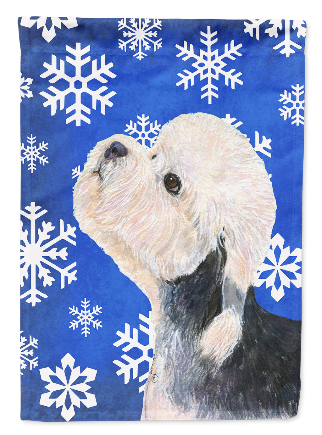 Dandie Dinmont Terrier Winter Snowflakes Holiday Garden Flag Mailbox Decorative Yard Banner Outside Patio Artwork for Flower Beds, Garden Size, Multicolor
