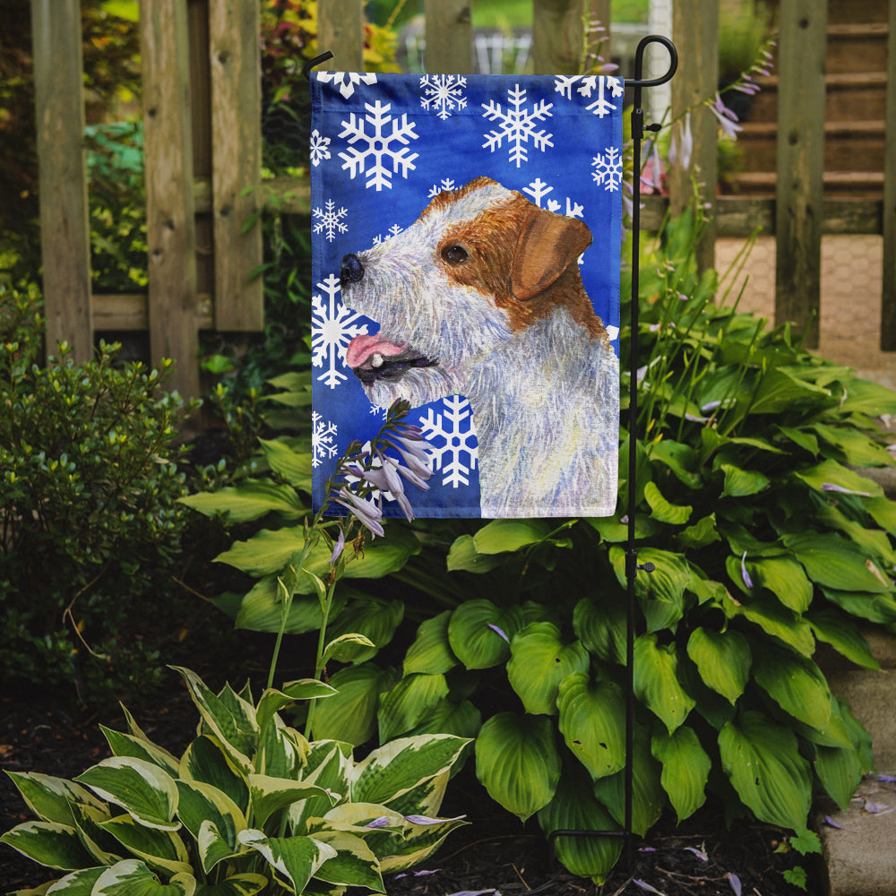 Jack Russell Terrier Winter Snowflakes Holiday Garden Flag Mailbox Decorative Yard Banner Outside Patio Artwork for Flower Beds, Garden Size, Multicolor