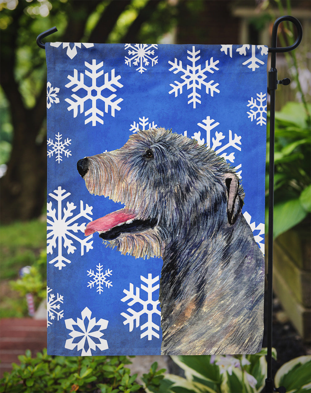 Irish Wolfhound Winter Snowflakes Holiday Garden Flag Mailbox Decorative Yard Banner Outside Patio Artwork for Flower Beds, Garden Size, Multicolor