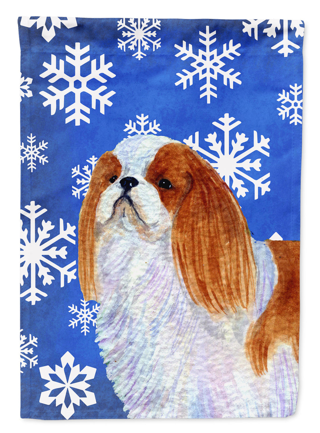 English Toy Spaniel Winter Snowflakes Holiday Garden Flag Mailbox Decorative Yard Banner Outside Patio Artwork for Flower Beds, Garden Size, Multicolor