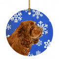 Sussex Spaniel Winter Snowflakes Holiday Ceramic Ornament Christmas Tree Hanging Decorations for Home Christmas Holiday, Party, Gift, 3 in, Multicolor