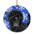 Affenpinscher Winter Snowflakes Holiday Ceramic Ornament Christmas Tree Hanging Decorations for Home Christmas Holiday, Party, Gift, 3 in, Multicolor