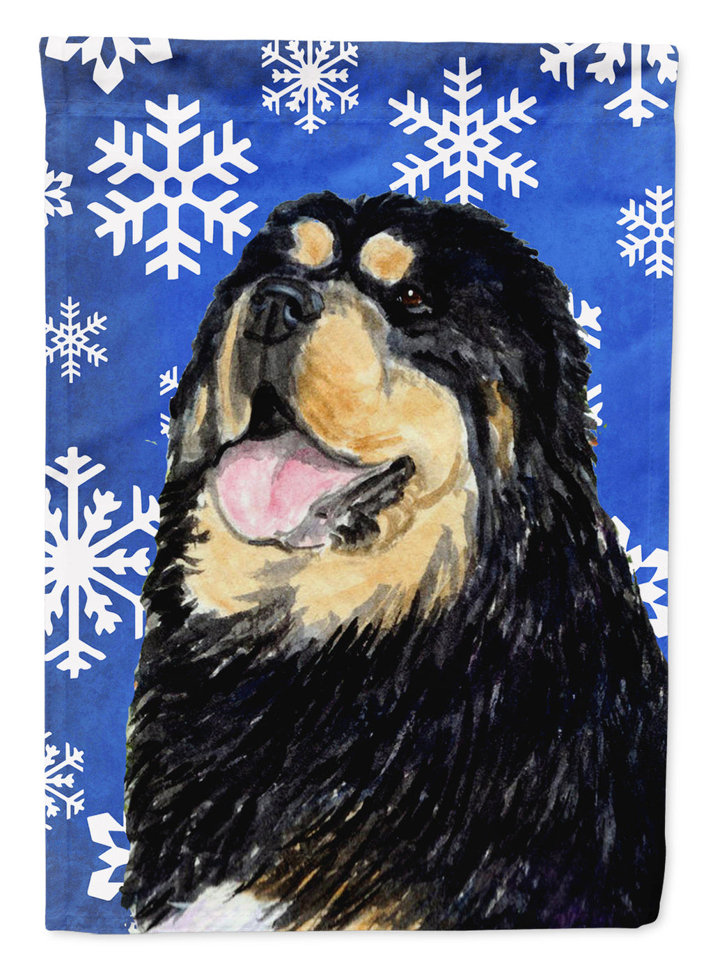 Tibetan Mastiff Winter Snowflakes Holiday Garden Flag Mailbox Decorative Yard Banner Outside Patio Artwork for Flower Beds, Garden Size, Multicolor