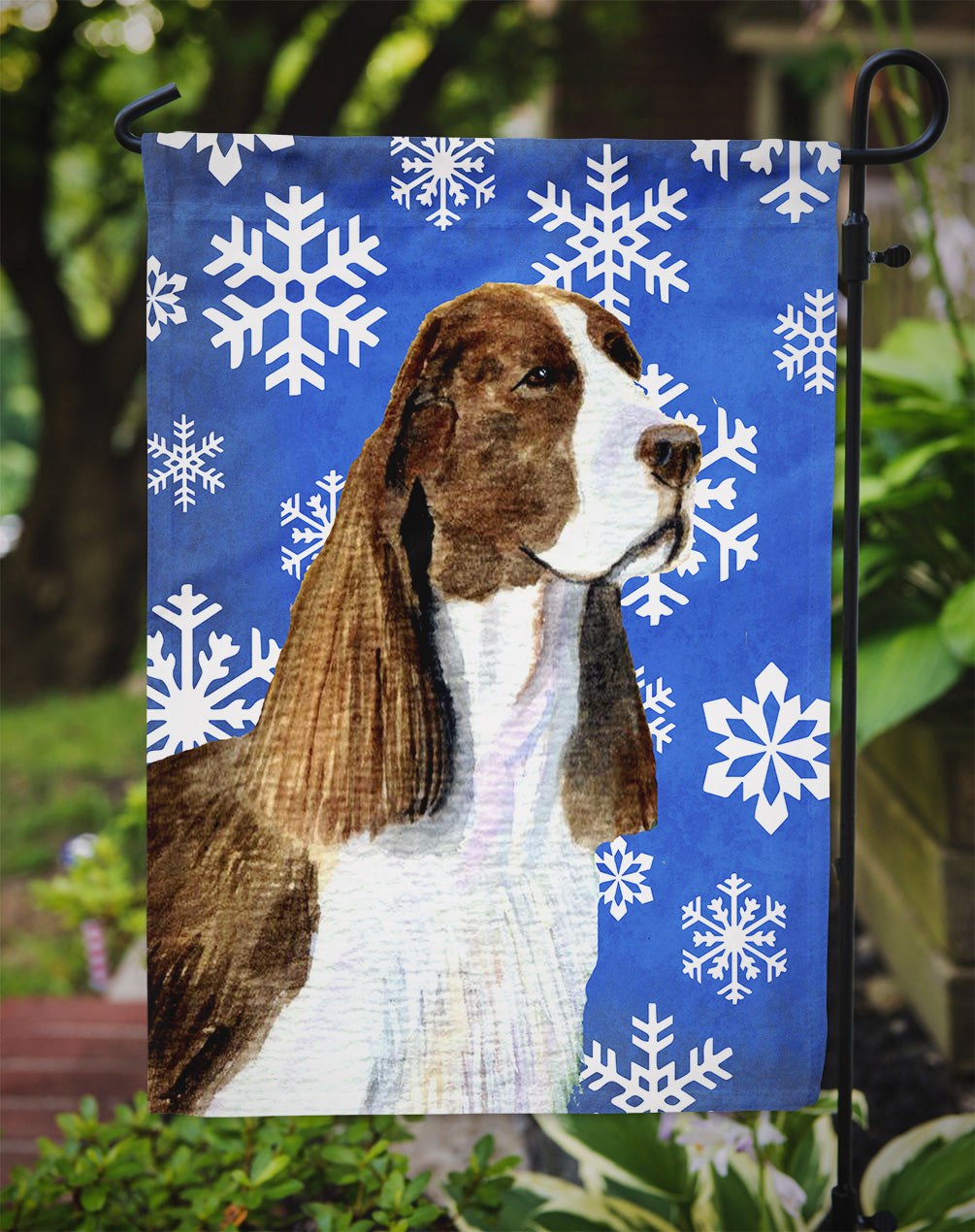 Springer Spaniel Winter Snowflakes Holiday Garden Flag Mailbox Decorative Yard Banner Outside Patio Artwork for Flower Beds, Garden Size, Multicolor