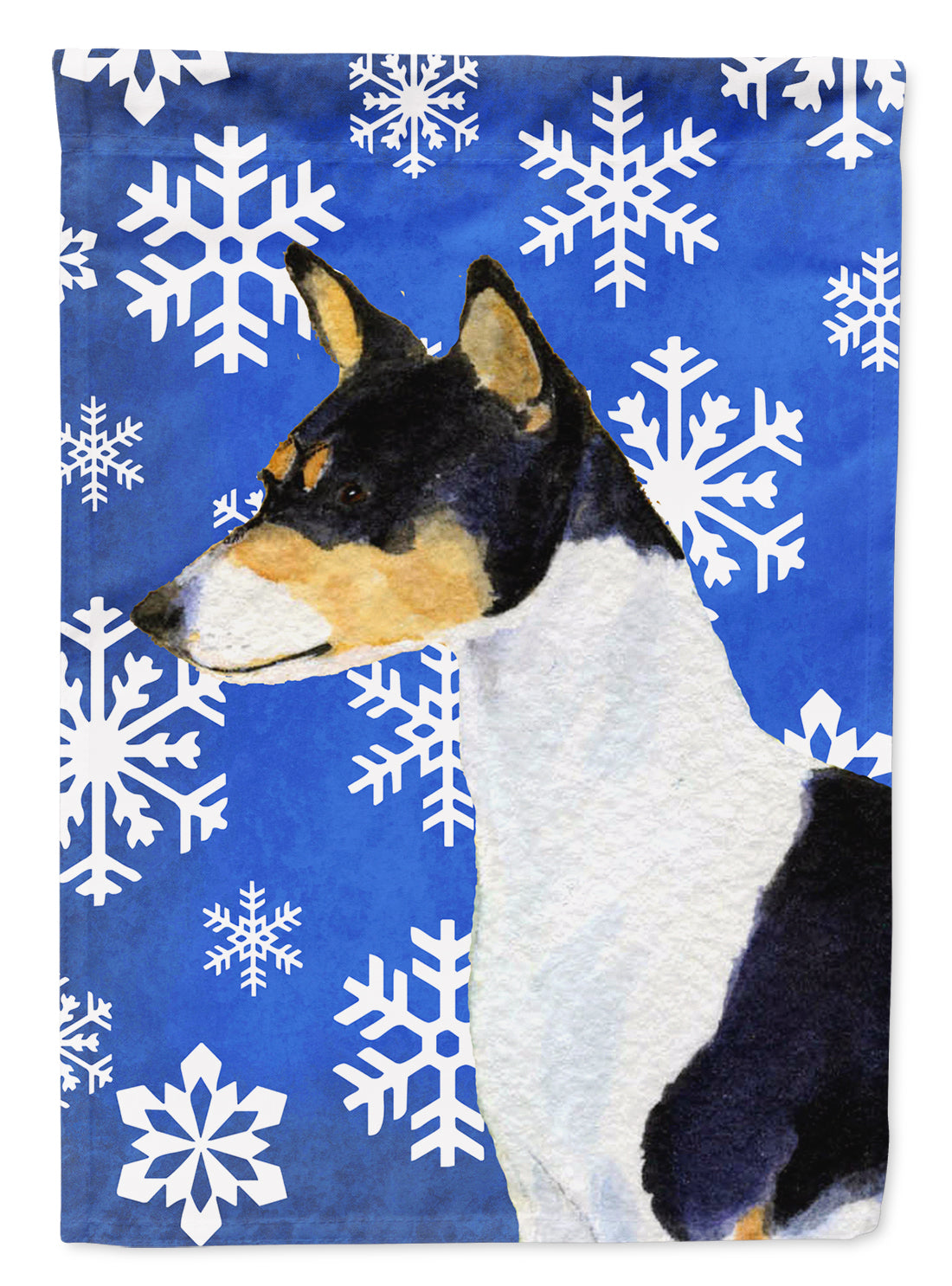 Basenji Winter Snowflakes Holiday Garden Flag Mailbox Decorative Yard Banner Outside Patio Artwork for Flower Beds, Garden Size, Multicolor