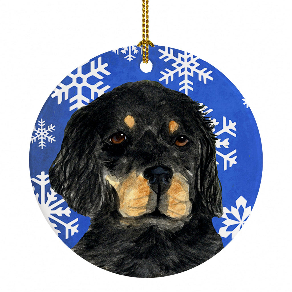 Gordon Setter Winter Snowflakes Holiday Ceramic Ornament Christmas Tree Hanging Decorations for Home Christmas Holiday, Party, Gift, 3 in, Multicolor