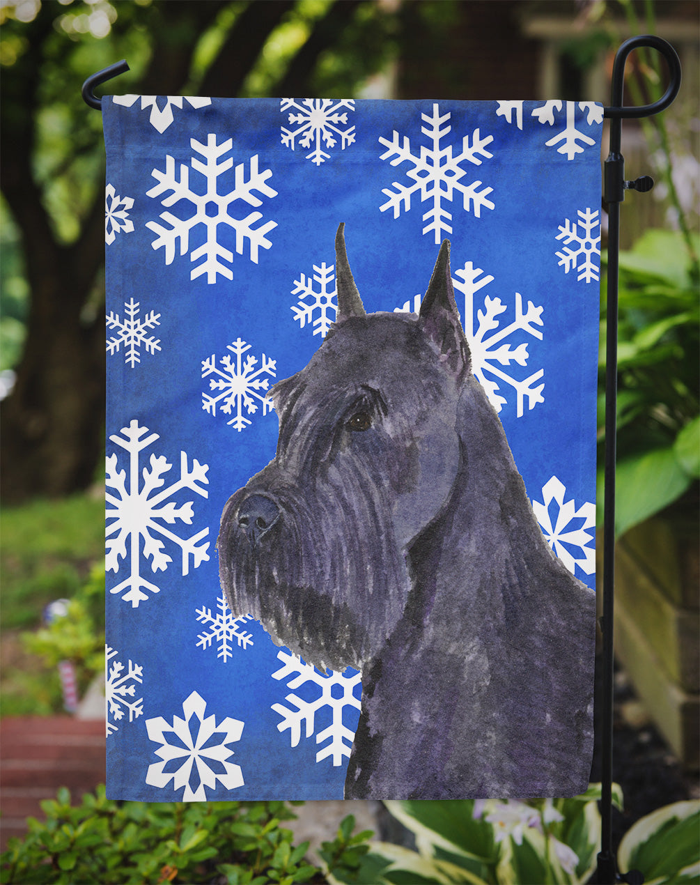 Schnauzer Winter Snowflakes Holiday Garden Flag Mailbox Decorative Yard Banner Outside Patio Artwork for Flower Beds, Garden Size, Multicolor