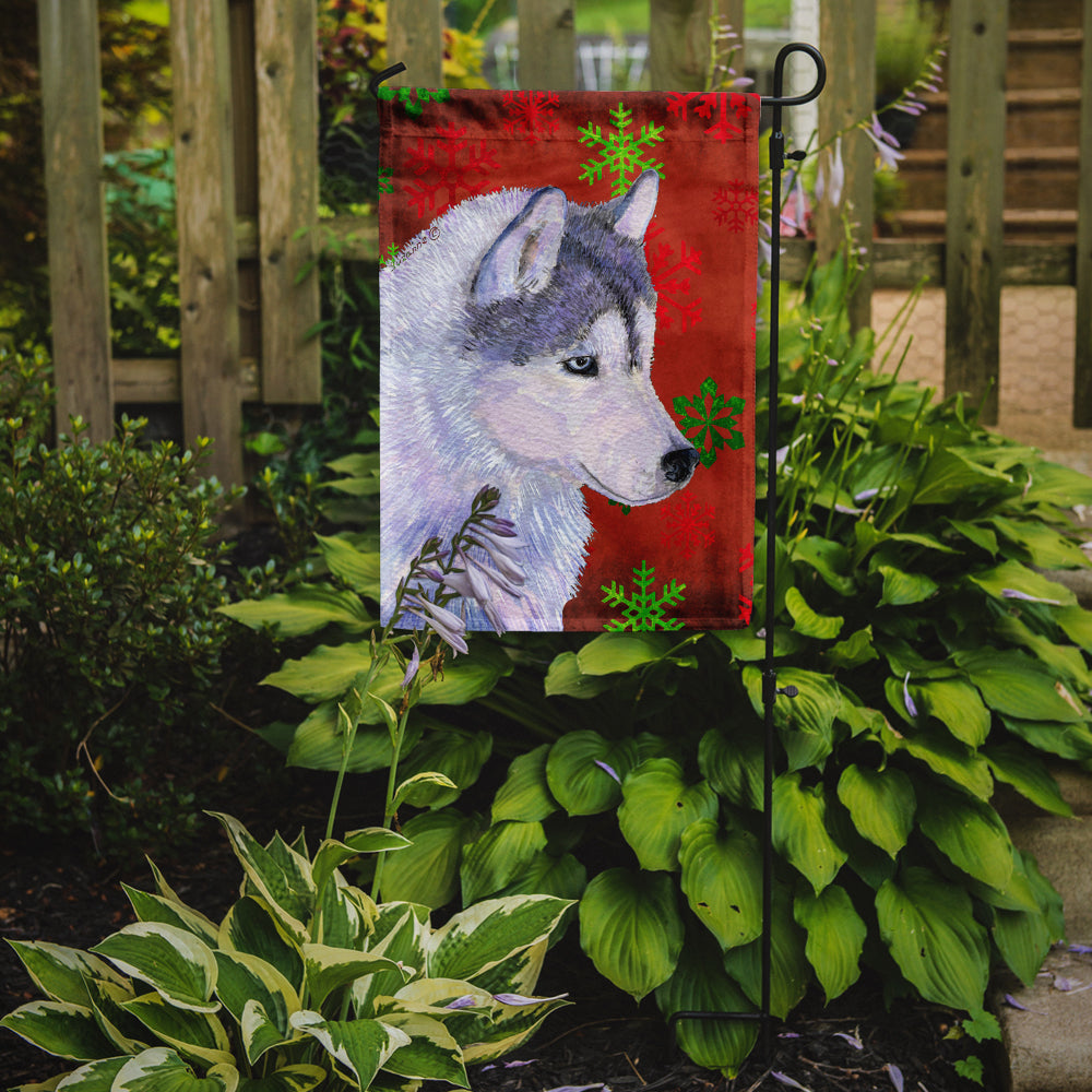 Siberian Husky Red Green Snowflake Holiday Christmas Garden Flag Mailbox Decorative Yard Banner Outside Patio Artwork for Flower Beds, Garden Size, Multicolor