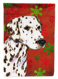 Dalmatian Red and Green Snowflakes Holiday Christmas Garden Flag Mailbox Decorative Yard Banner Outside Patio Artwork for Flower Beds, Garden Size, Multicolor