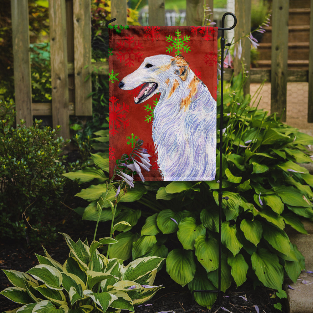 Borzoi Red and Green Snowflakes Holiday Christmas Garden Flag Mailbox Decorative Yard Banner Outside Patio Artwork for Flower Beds, Garden Size, Multicolor