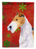 Fox Terrier Red and Green Snowflakes Holiday Christmas Garden Flag Mailbox Decorative Yard Banner Outside Patio Artwork for Flower Beds, Garden Size, Multicolor