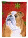 Bulldog English Red and Green Snowflakes Holiday Christmas Garden Flag Mailbox Decorative Yard Banner Outside Patio Artwork for Flower Beds, Garden Size, Multicolor