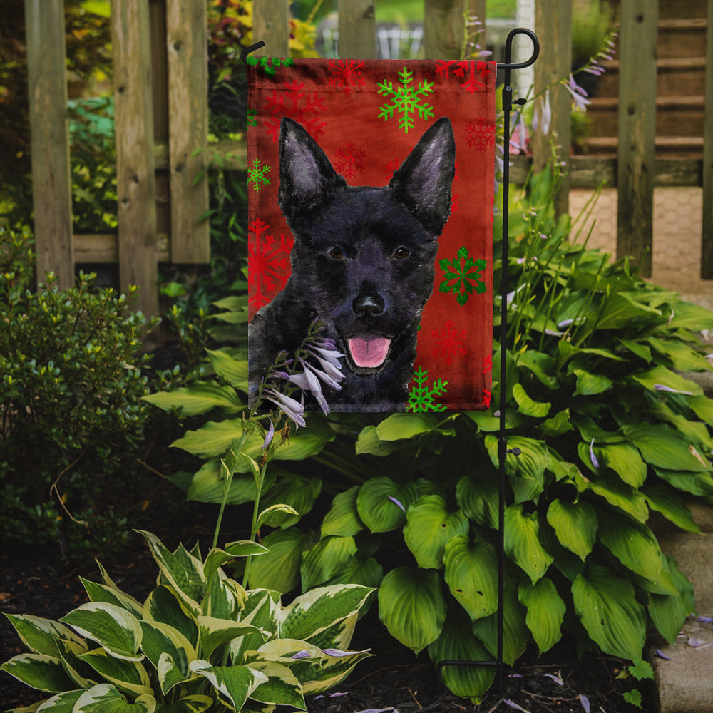 Australian Kelpie Red Green Snowflakes Christmas Garden Flag Mailbox Decorative Yard Banner Outside Patio Artwork for Flower Beds, Garden Size, Multicolor