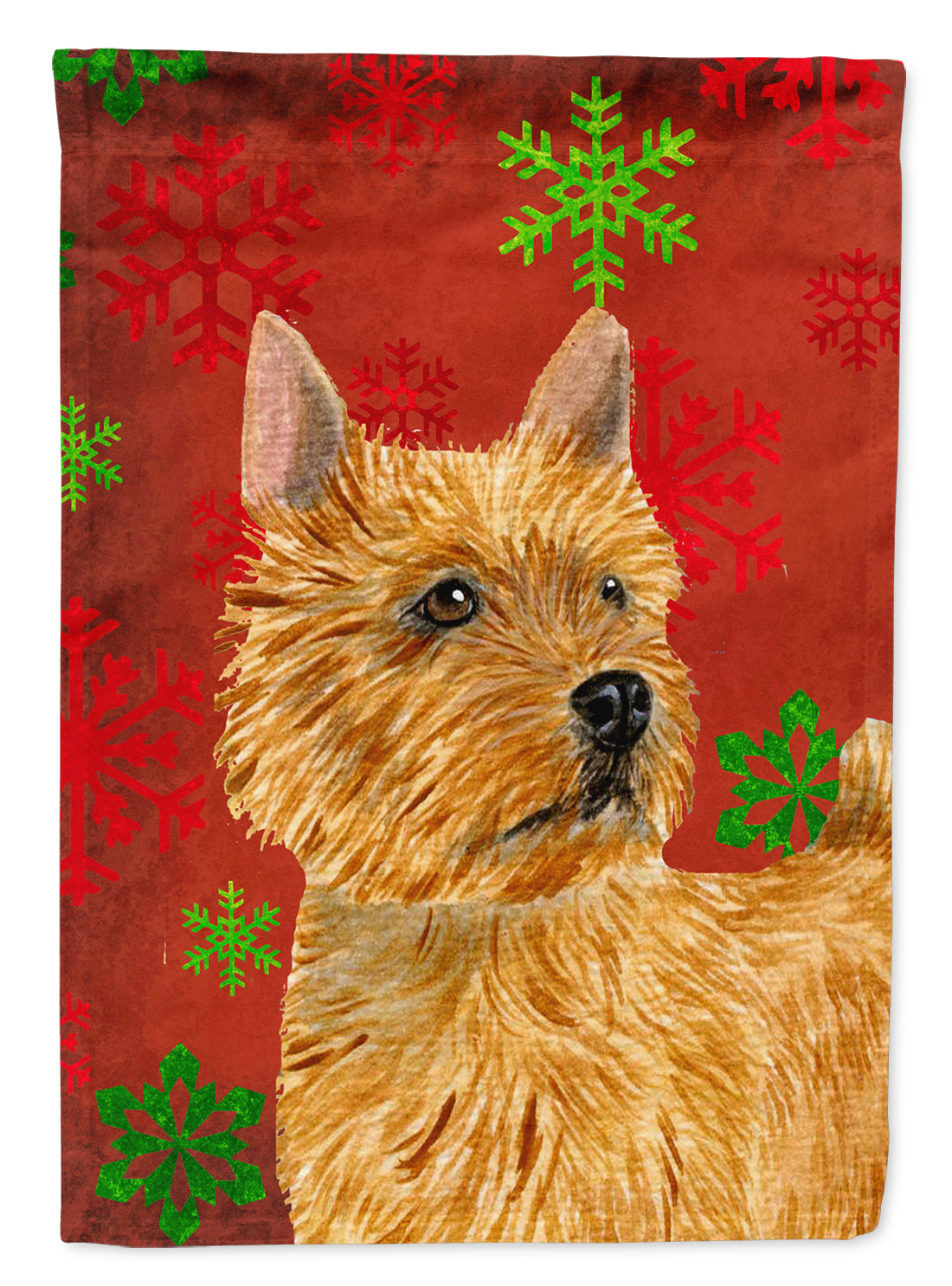 Norwich Terrier Red and Green Snowflakes Holiday Christmas Garden Flag Mailbox Decorative Yard Banner Outside Patio Artwork for Flower Beds, Garden Size, Multicolor