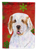 Clumber Spaniel Red and Green Snowflakes Holiday Christmas Garden Flag Mailbox Decorative Yard Banner Outside Patio Artwork for Flower Beds, Garden Size, Multicolor