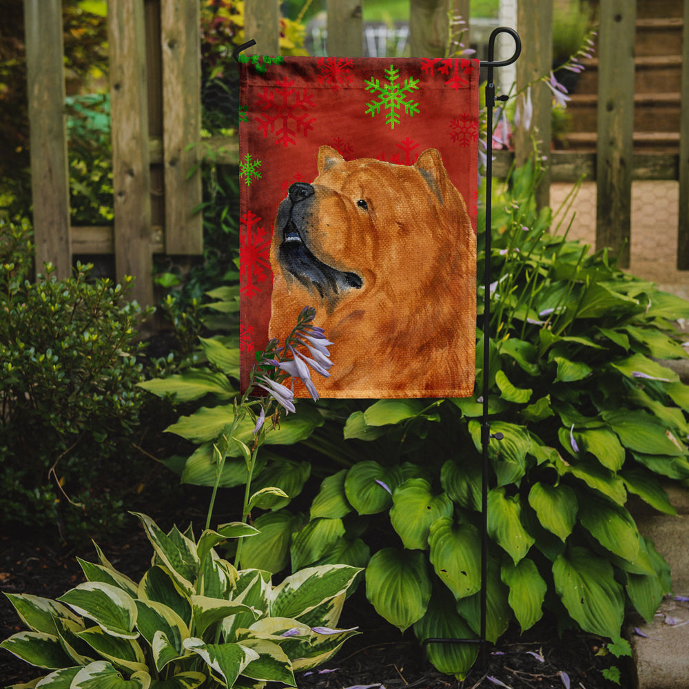 Chow Chow Red and Green Snowflakes Holiday Christmas Garden Flag Mailbox Decorative Yard Banner Outside Patio Artwork for Flower Beds, Garden Size, Multicolor