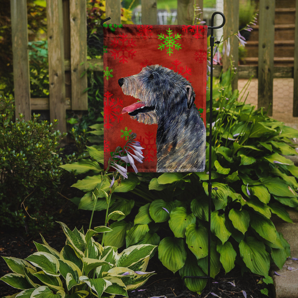 Irish Wolfhound Red and Green Snowflakes Holiday Christmas Garden Flag Mailbox Decorative Yard Banner Outside Patio Artwork for Flower Beds, Garden Size, Multicolor