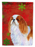 English Toy Spaniel Red and Green Snowflakes Holiday Christmas Garden Flag Mailbox Decorative Yard Banner Outside Patio Artwork for Flower Beds, Garden Size, Multicolor
