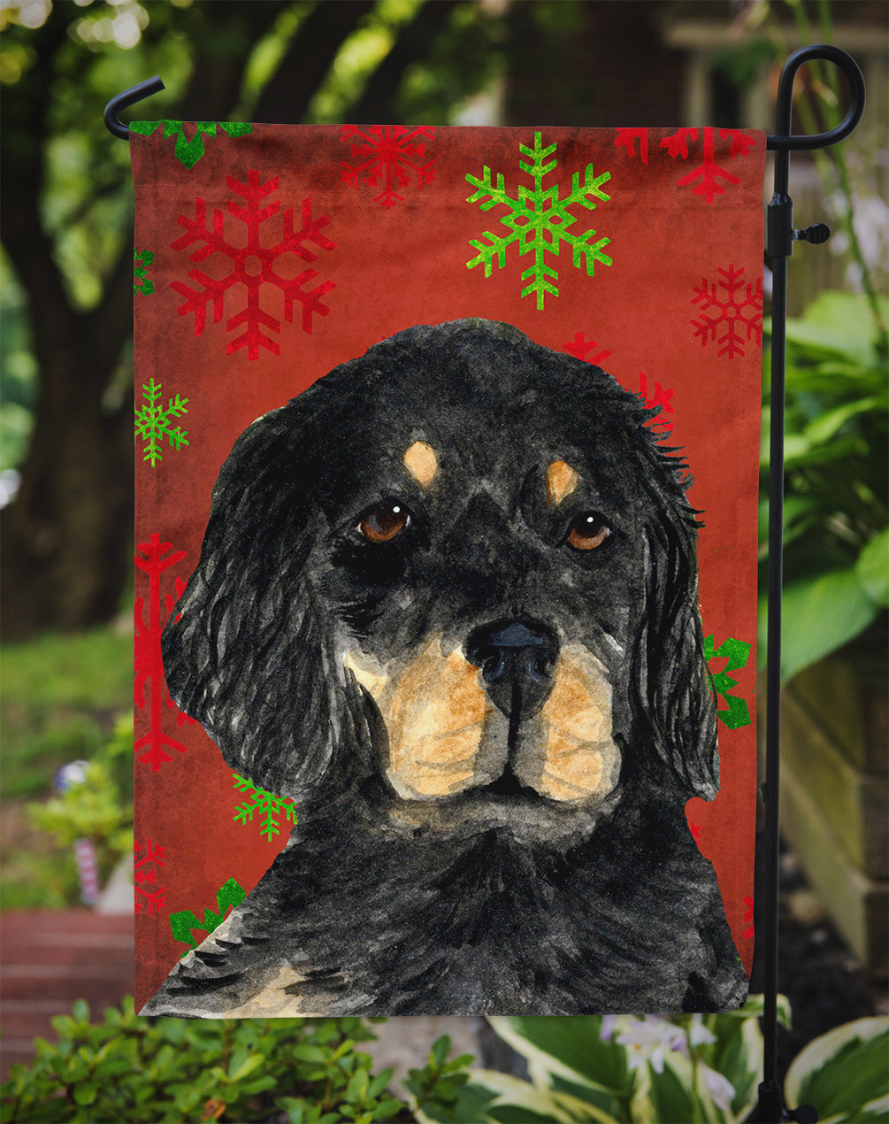Gordon Setter Red Green Snowflakes Christmas Garden Flag Mailbox Decorative Yard Banner Outside Patio Artwork for Flower Beds, Garden Size, Multicolor