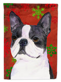 Boston Terrier Red Green Snowflakes Christmas Garden Flag Mailbox Decorative Yard Banner Outside Patio Artwork for Flower Beds, Garden Size, Multicolor