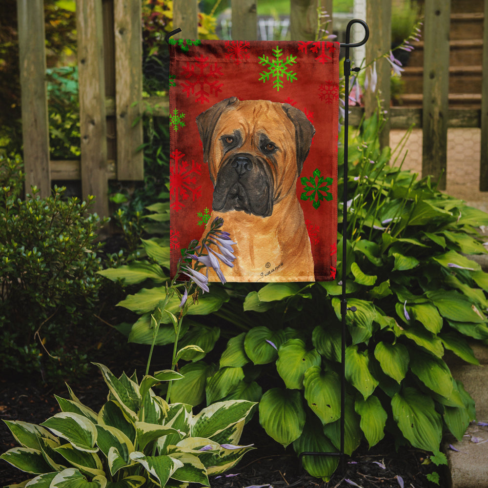 Bullmastiff Red and Green Snowflakes Holiday Christmas Garden Flag Mailbox Decorative Yard Banner Outside Patio Artwork for Flower Beds, Garden Size, Multicolor