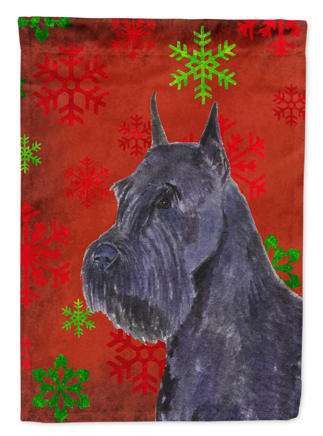 Schnauzer Red and Green Snowflakes Holiday Christmas Garden Flag Mailbox Decorative Yard Banner Outside Patio Artwork for Flower Beds, Garden Size, Multicolor